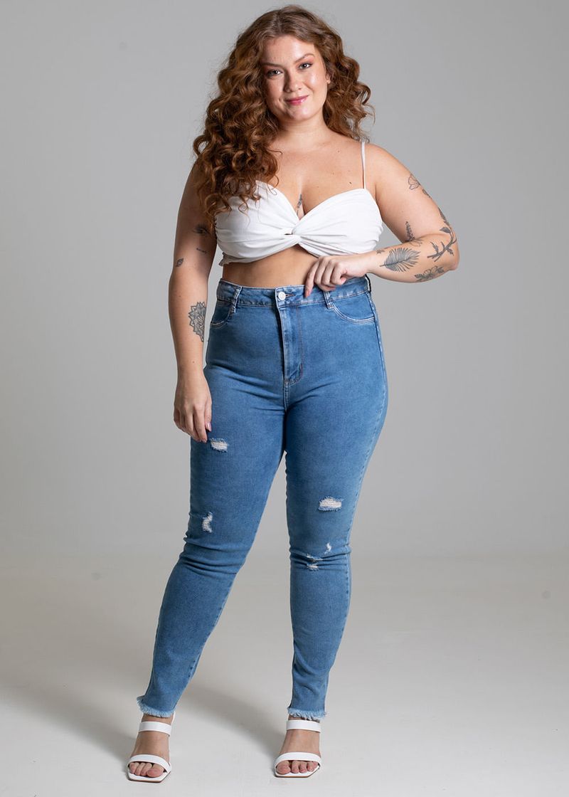 calça mom jeans plus size cintura super alta azul claro - C&A