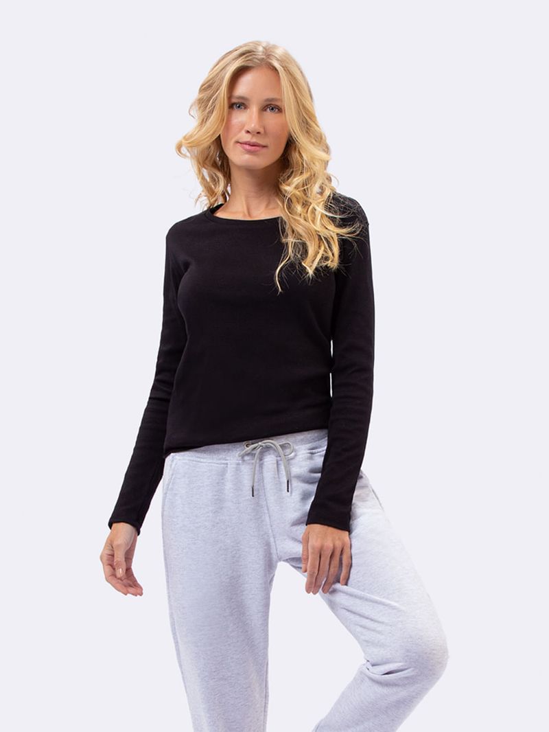 blusa manga longa feminina preta C A
