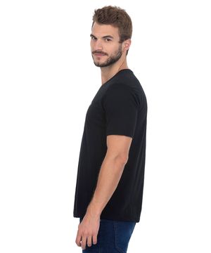 Camiseta Masculina Preto Com Bordado Branco Polo Wear