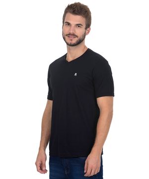 Camiseta Masculina Preto Com Bordado Branco Polo Wear