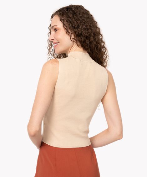 regata de viscose gola alta bege claro