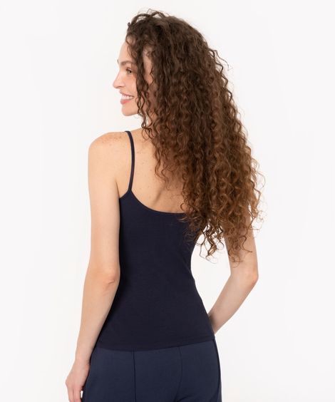 blusa de algodão peruano alça fina azul