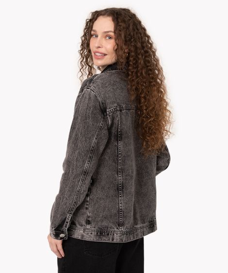 jaqueta jeans trucker oversized  preto