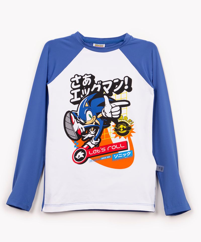 Camiseta Infantil Manga Longa Sonic Camiseta Personagens Sonic