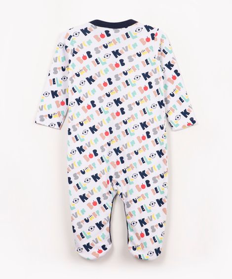 macacão de algodão infantil Minnion manga longa off white