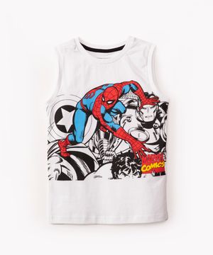 regata de algodão infantil Homem Aranha off white