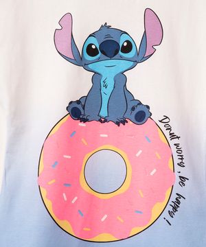 camiseta infantil stitch manga curta azul