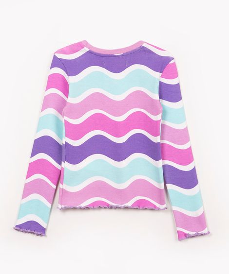 blusa infantil de algodão listras manga longa colorida