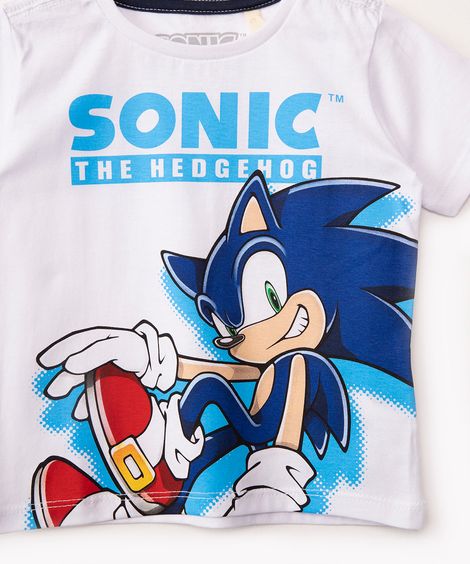 camiseta infantil sonic manga curta branco