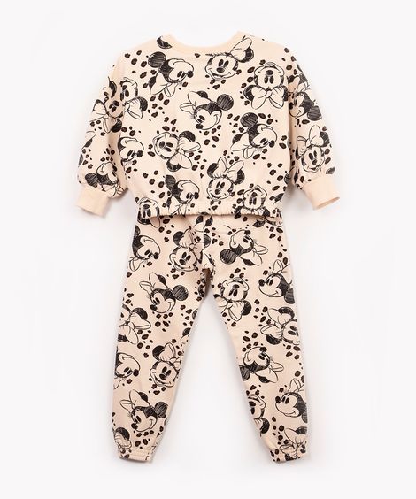 conjunto infantil de moletom minnie  bege