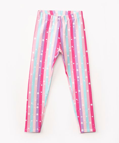 calça legging infantil listras com estrelas colorida