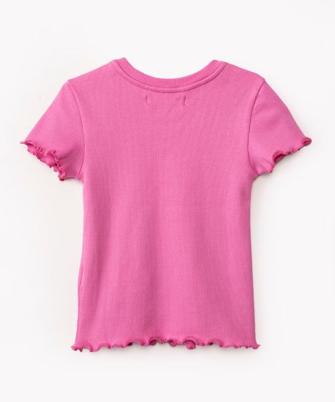 camiseta de algodão coração vazado manga curta rosa
