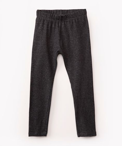 calça legging infantil com glitter cinza - cinza escuro