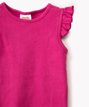blusa de algodão infantil com babado rosa escuro
