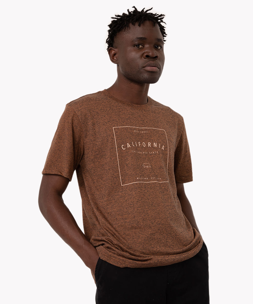 Menor preço em camiseta mescla califórnia básica manga curta marrom