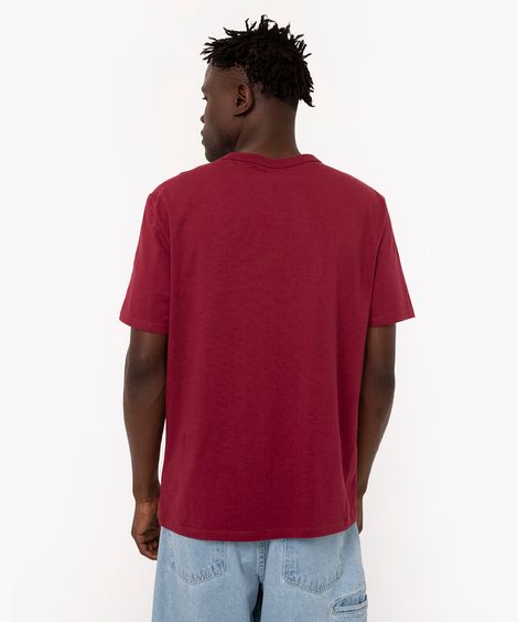 camiseta de algodão básica manga curta gola redonda vinho