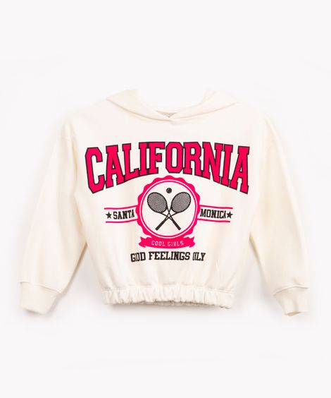blusão de moletom infantil com capuz california off white