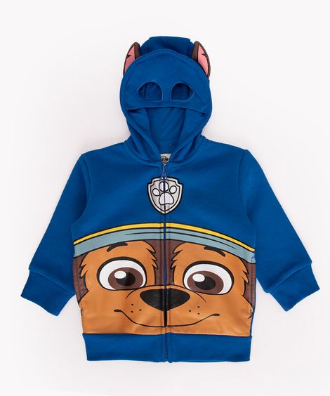 blusa de moletom infantil patrulha canina com capuz azul