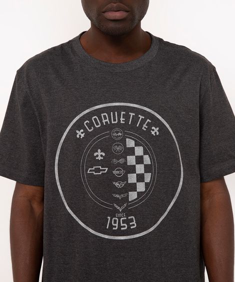 camiseta de algodão corvette manga curta cinza mescla escuro