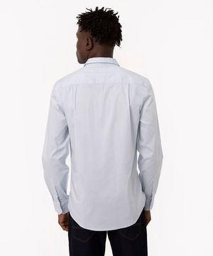 camisa de algodão slim manga longa azul claro