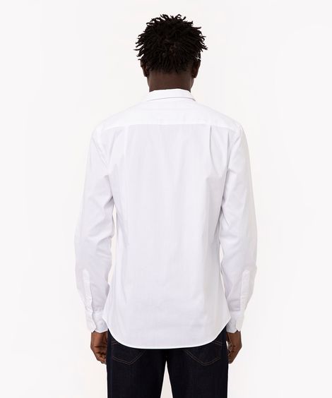 camisa de algodão slim manga longa branca