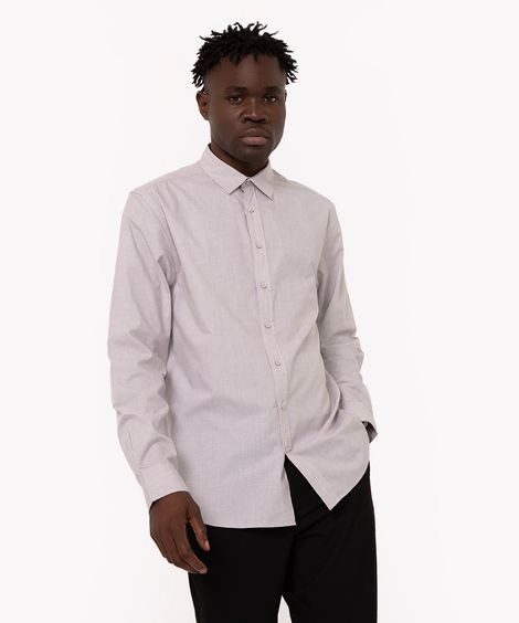 camisa comfort manga longa bege