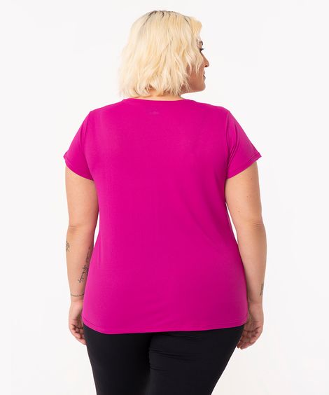 camiseta plus size de poliamida esportiva rosa