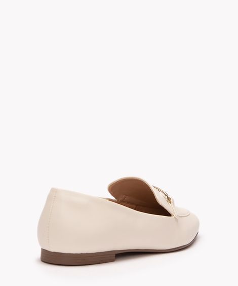 mocassim metalizado texturizado com fivela via uno off white