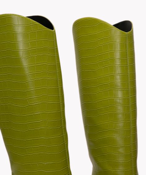 bota cano alto bico fino croco mindset verde claro