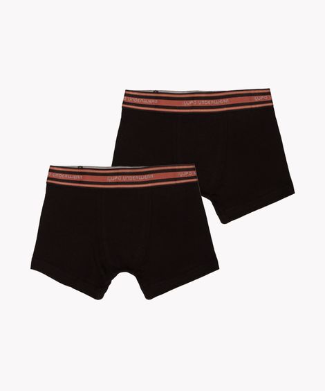 kit de 2 cuecas infantis de algodão boxer lupo preto