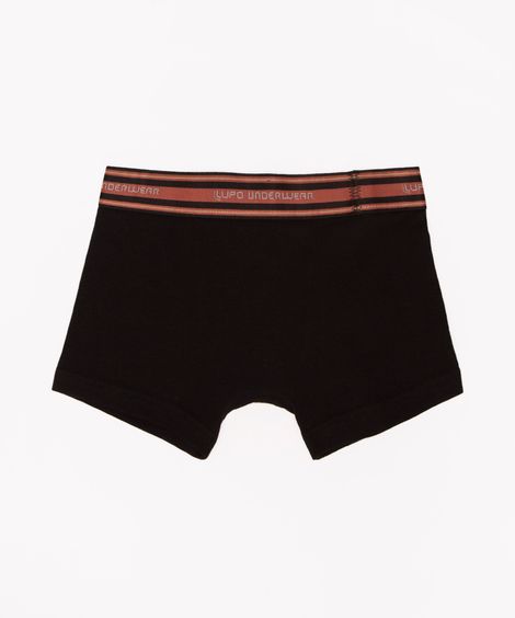 kit de 2 cuecas infantis de algodão boxer lupo preto