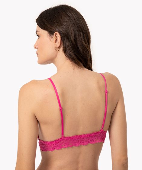 sutiã triângulo de renda sem bojo pink