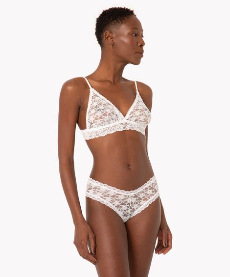 calcinha caleçon de renda laise  off white