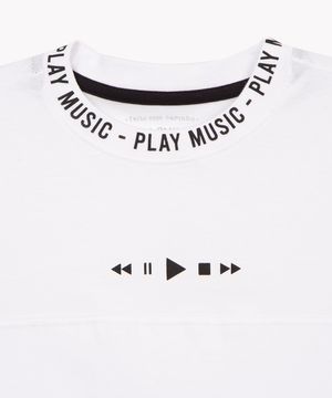 camiseta infantil play music manga curta  off white