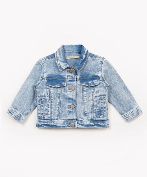 jaqueta jeans infantil manga longa azul