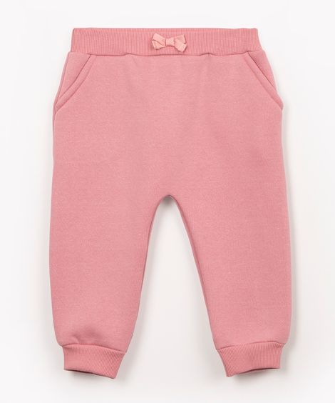 calça infantil de moletom com bolso rosa