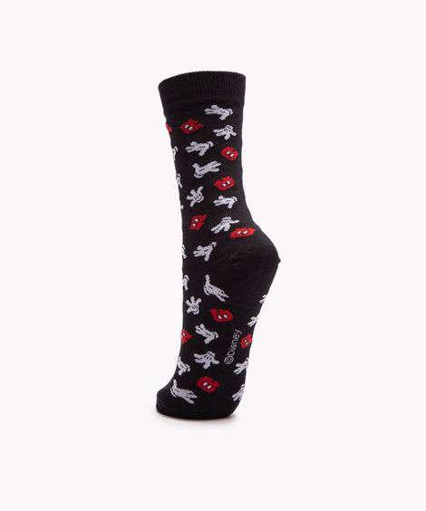 meia cano longo mickey mouse preto