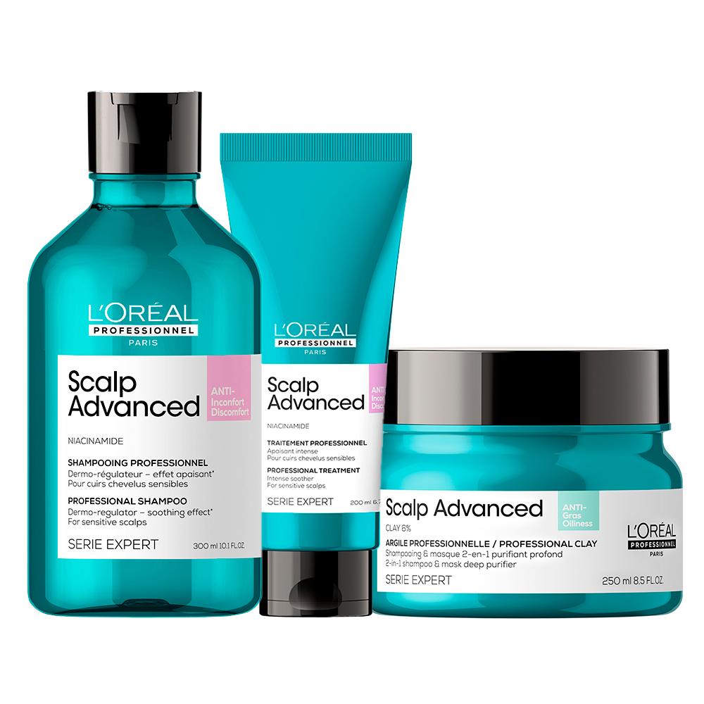 Kit LOréal Professionnel Serie Expert Scalp Advanced - Shampoo e Tratamento Calmante Intensivo e Máscara de Tratamento 2 em 1 250ml