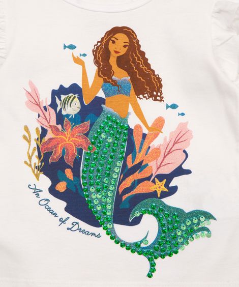camiseta infantil pequena sereia off white