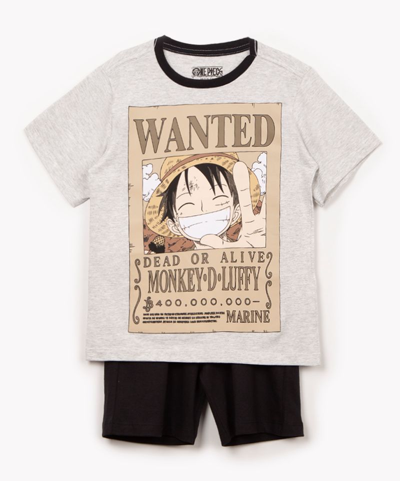 C&A camiseta infantil de algodão luffy one piece manga curta preta 