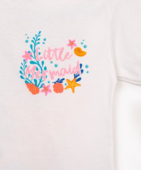conjunto infantil pequena sereia manga curta off white