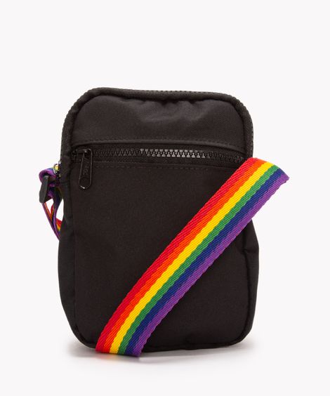 Bolsa Shoulder Bag Unissex Transversal Pequena Pride com Bolso Preta