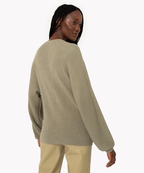 cardigan de tricot com botões verde médio