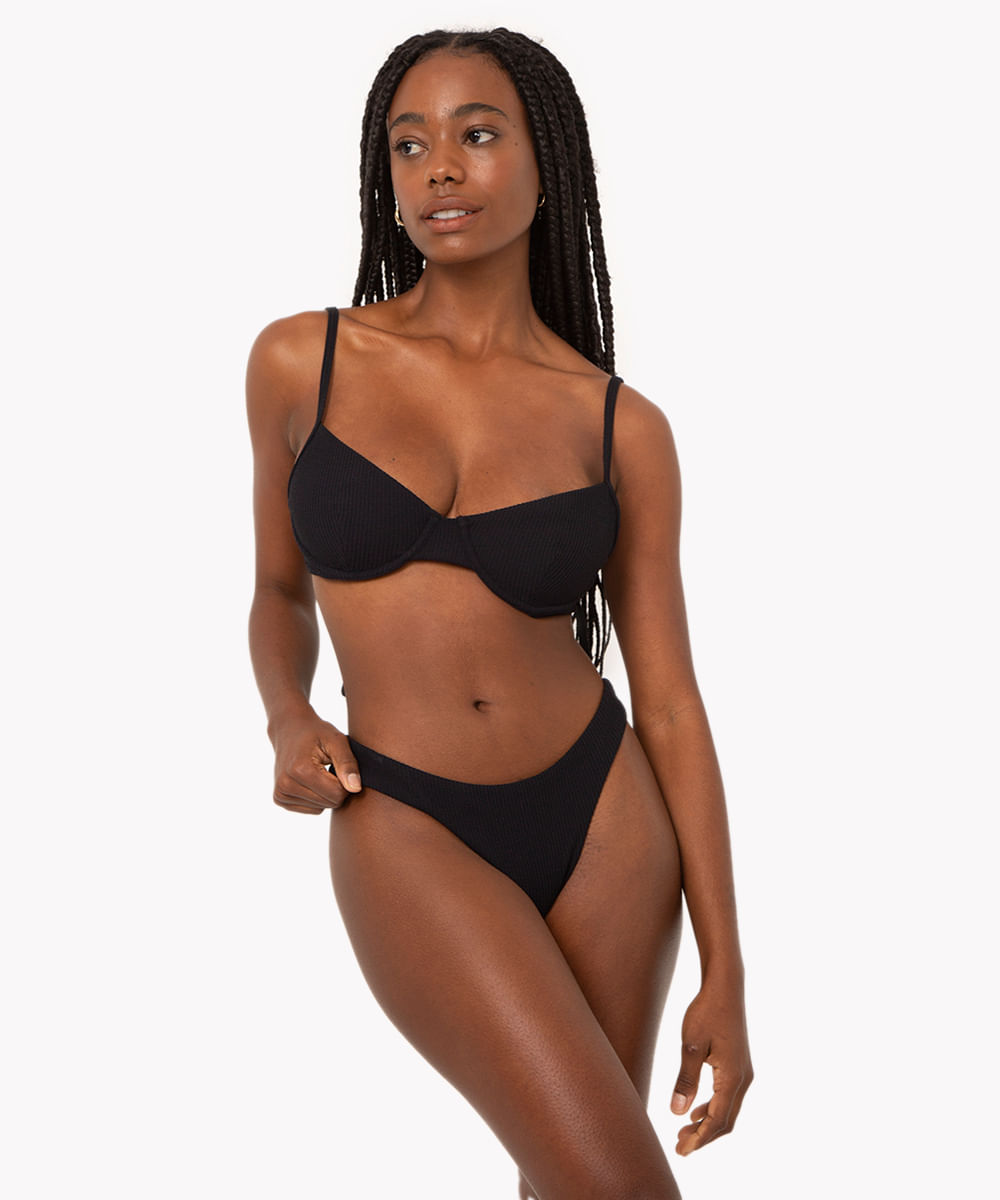 Plus Size Black String Fixed Bikini Bottom Calcinha Fio Dental Preto -  Brand Acquarosa