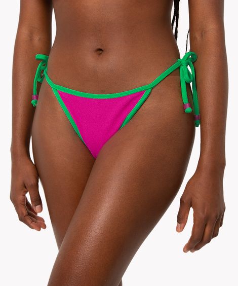 biquíni calcinha tanga lacinho texturizada com proteção uv pink