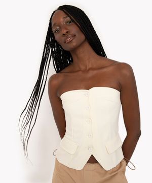 corset alfaiatado com botões off white