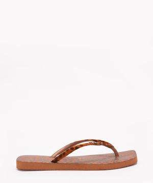 chinelo havaianas slim square velvet marrom