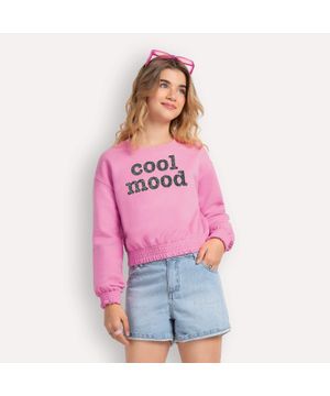 Blusa Teen Feminina Amora Moletom Peluciado Rosa