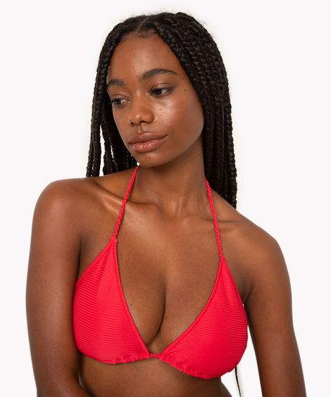 biquíni top cortininha com bojo e proteção uv vermelho