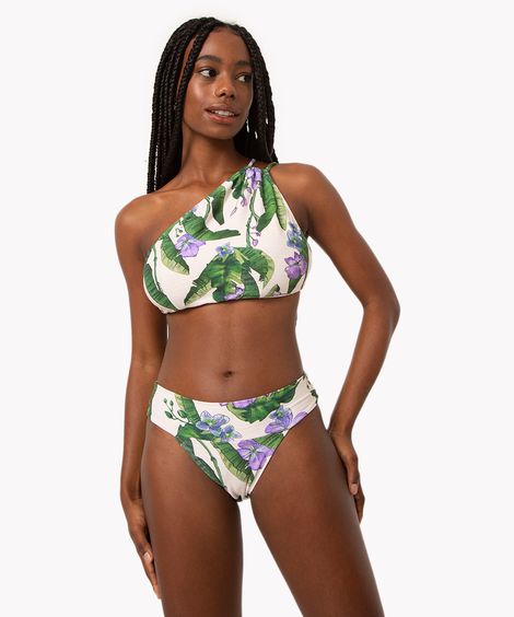 biquíni calcinha tanga pala larga texturizada com proteção uv off white